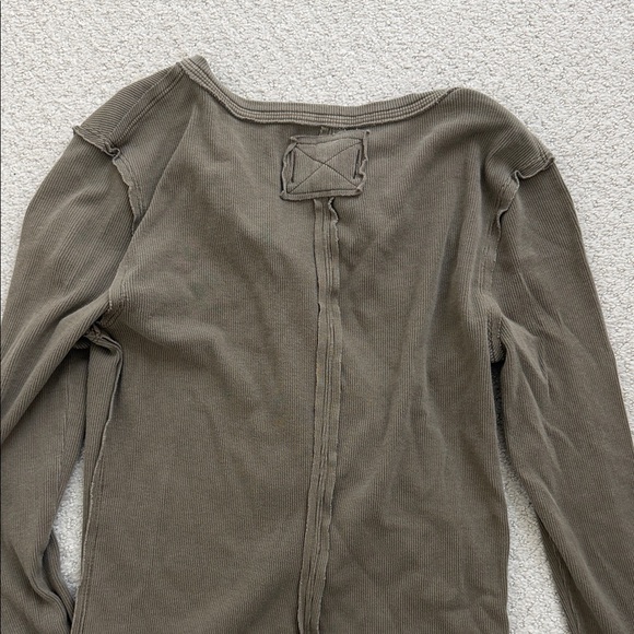 Free People Taupe Long Sleeve Henley Top - Picture 3 of 3